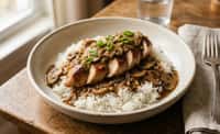 Chicken Supreme with Mushroom Gravy and Steamed White Rice