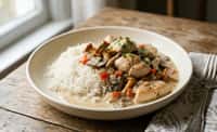 Chicken and Wild Mushroom Velouté with Basmati Rice