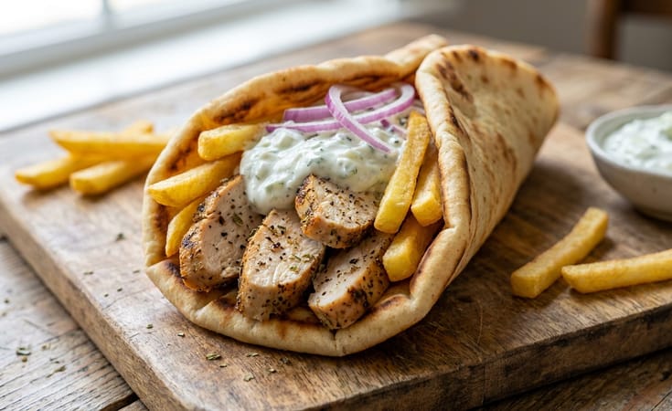 Chicken Gyro Pita with Fries