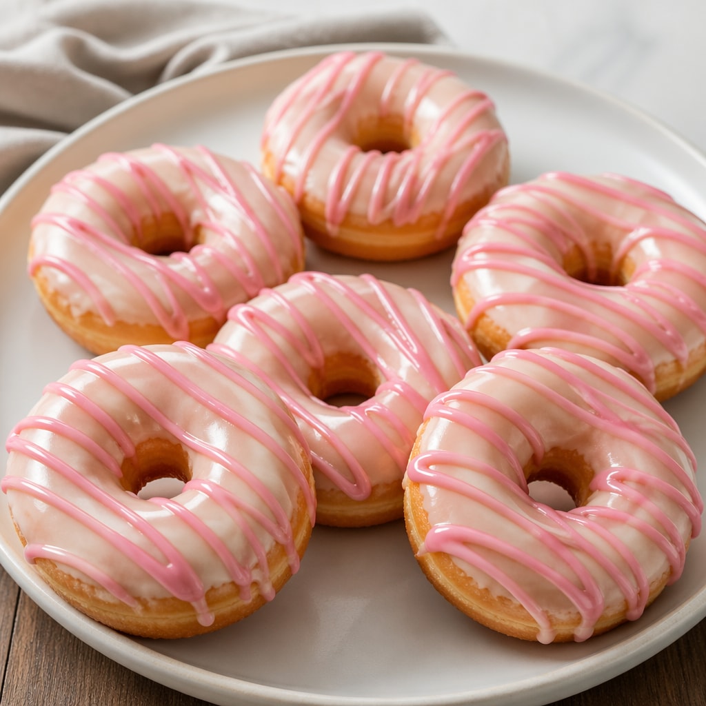 Vanilla Ring Doughnuts with Pink Icing