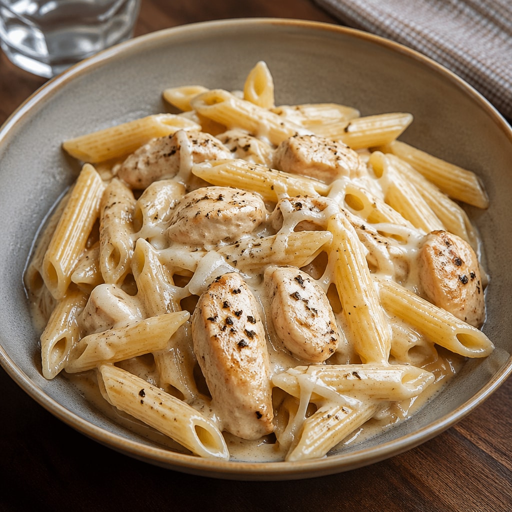 Penne z kurczakiem i mozzarellą