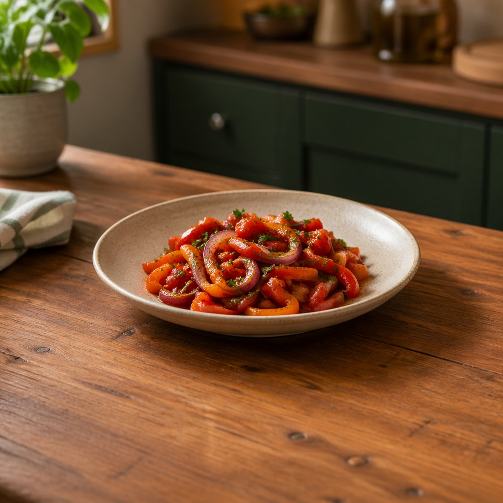 Provençal Sauté of Bell Pepper, Red Onion, and Tomato