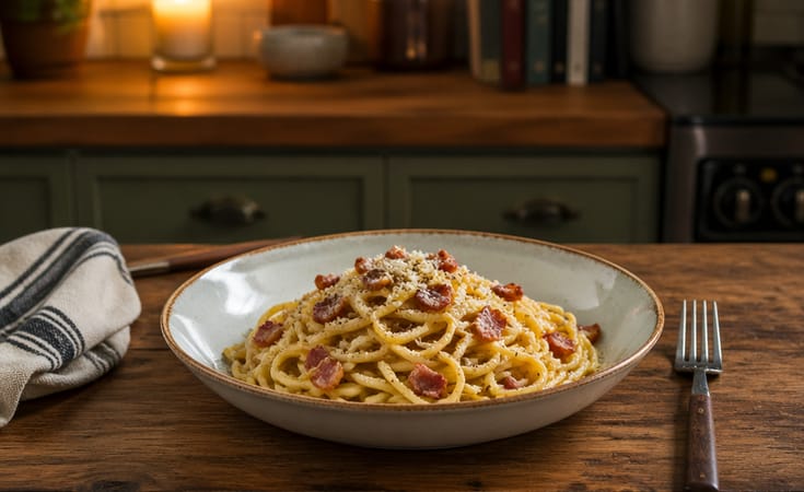 Pastırmalı ve karabiberli Spaghetti Carbonara