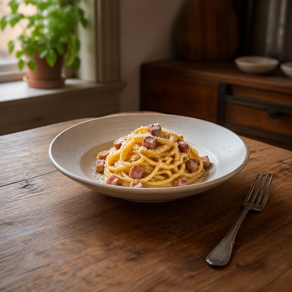 Spaghetti alla Carbonara with Pancetta and Parmigiano-Reggiano