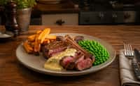 T-Bone Steak with Béarnaise, Peas, and Triple-Fried Fries