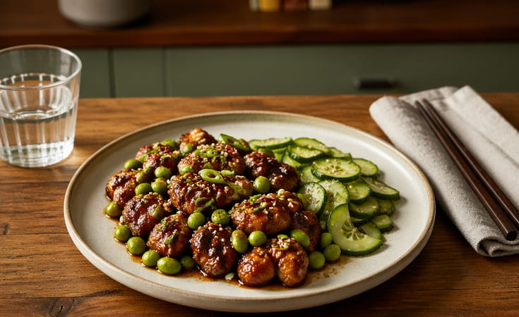 Sesame-Glazed Chicken with Edamame and Cucumber