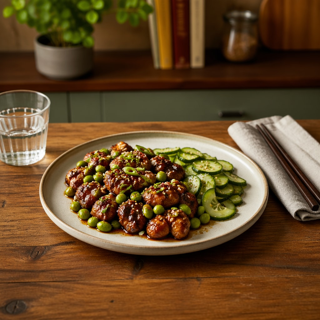 مرغ لعاب‌دار کنجدی با ادامامه و خیار