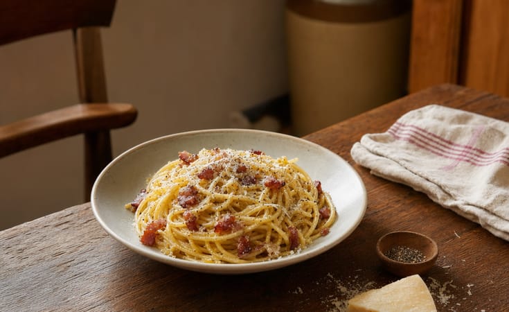 Spaghetti alla Carbonara with Pancetta and Parmigiano
