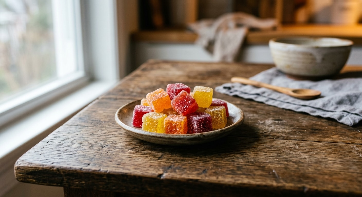 Cukrom obalené želé cukríky v tvare drahokamov