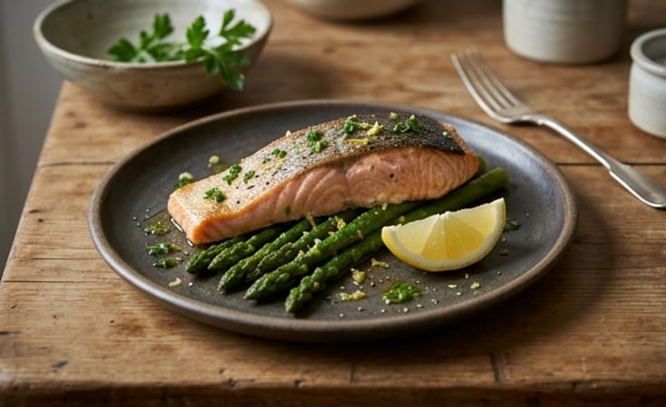 Herb-Roasted Salmon with Asparagus and Lemon