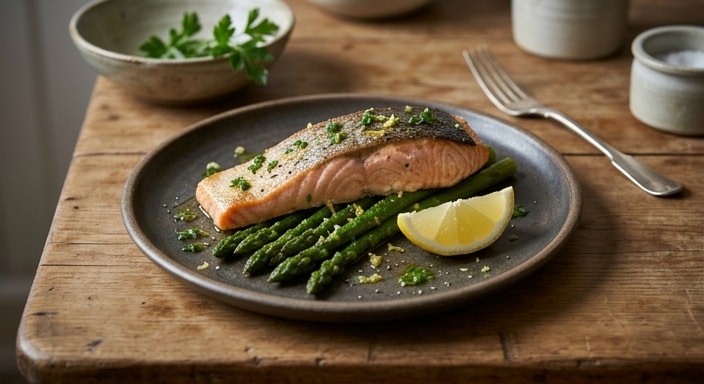 Herb-Roasted Salmon with Asparagus and Lemon