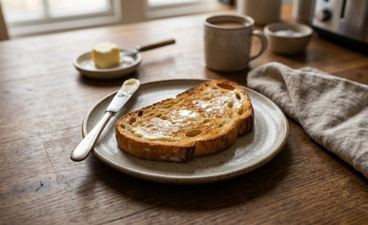 Buttered Toast on Crusty White Bread