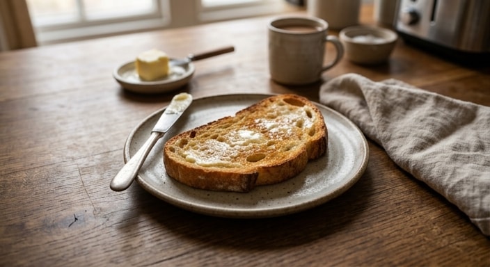 Buttered Toast on Crusty White Bread