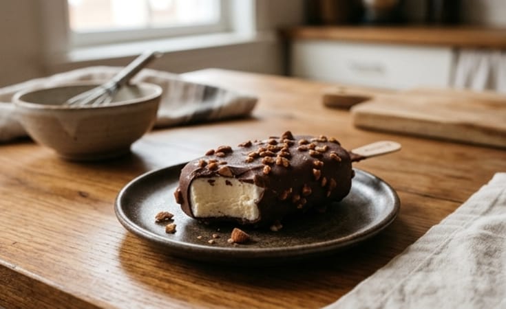 Chocolate-Coated Vanilla Ice Cream Bars with Almond