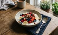 Berry Banana Yogurt Bowl with Toasted Hazelnuts