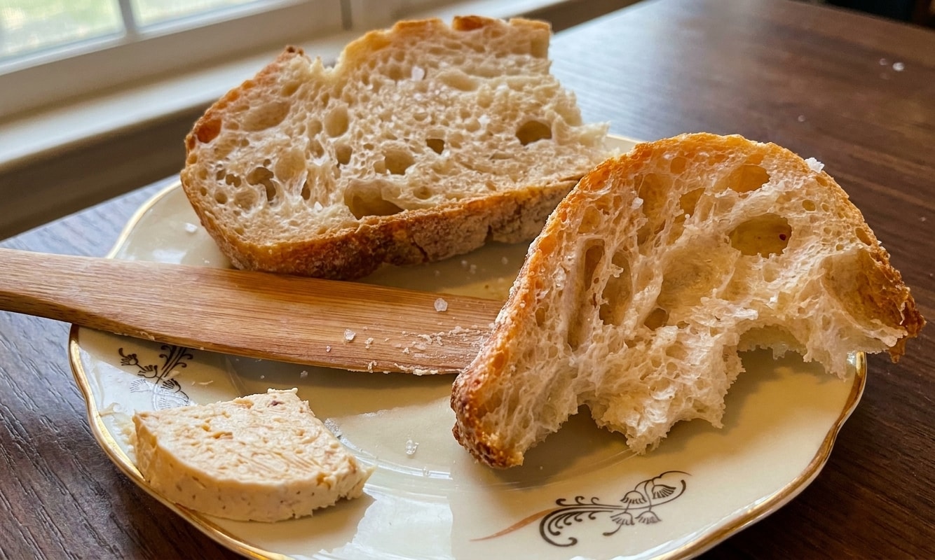 Soft Cheese Spread on Crusty White Bread