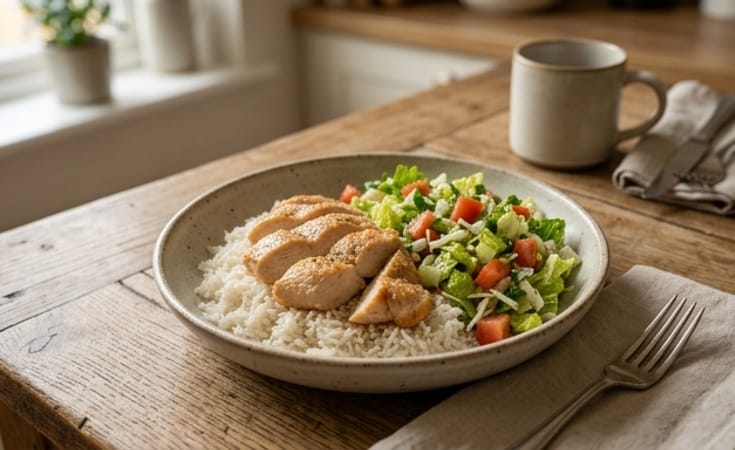 Chicken and Basmati Rice with Crisp Chopped Salad