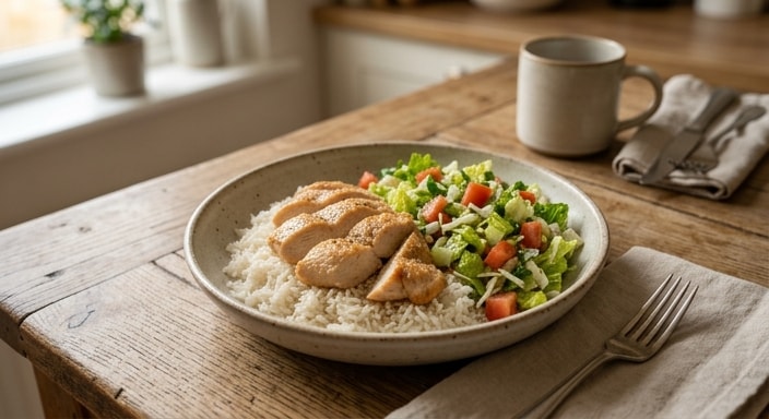 Chicken and Basmati Rice with Crisp Chopped Salad