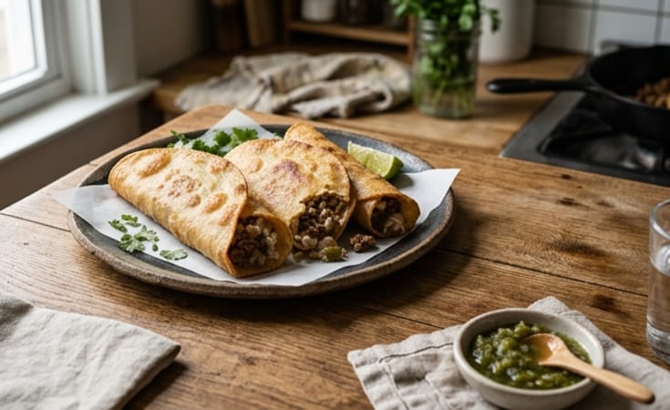 Crisp Beef and Rice Rolled Tacos