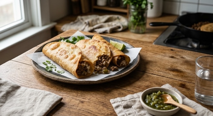 Crisp Beef and Rice Rolled Tacos