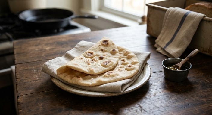Hearth-Baked Wheat Flatbread with Apple, Orange Jam, Chocolate Curls, and Protein Cream