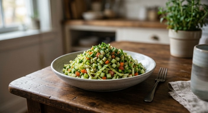 Garden Chopped Salad with Herb Oil Dressing