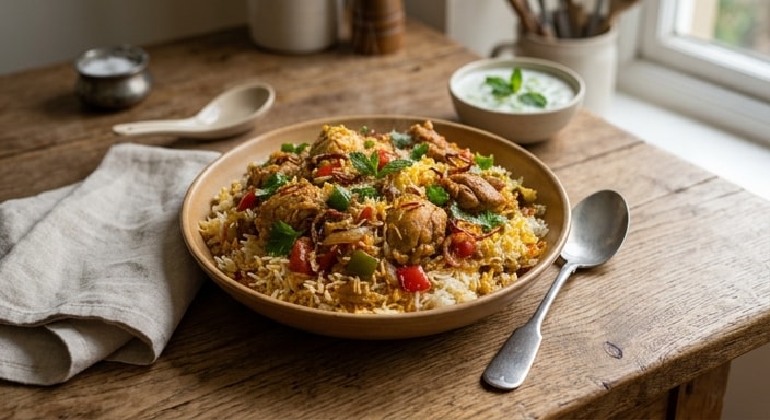 বাসমতি ভাতের চিকেন বিরিয়ানি