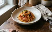 Spaghetti al Pomodoro con Cipolla e Aglio