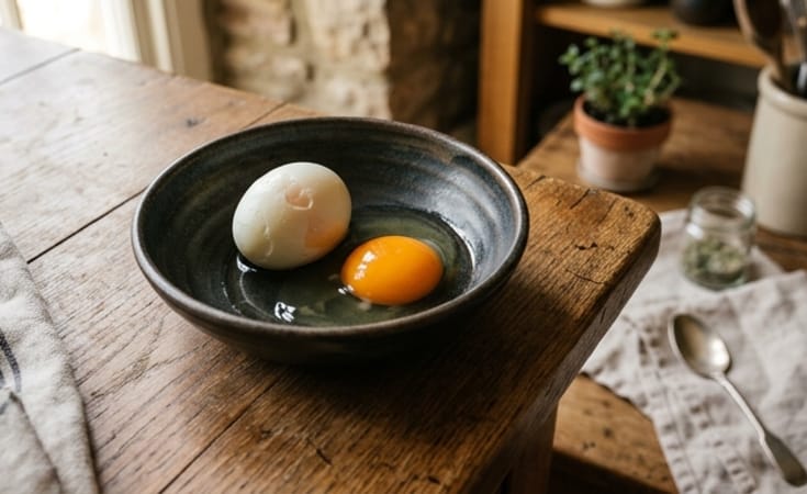 Perfectly Cooked Chicken Eggs, Boiled and Fresh