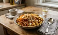 Fusilli Salad Bowl with Chickpeas, Feta, and Toasted Peanut Crumble