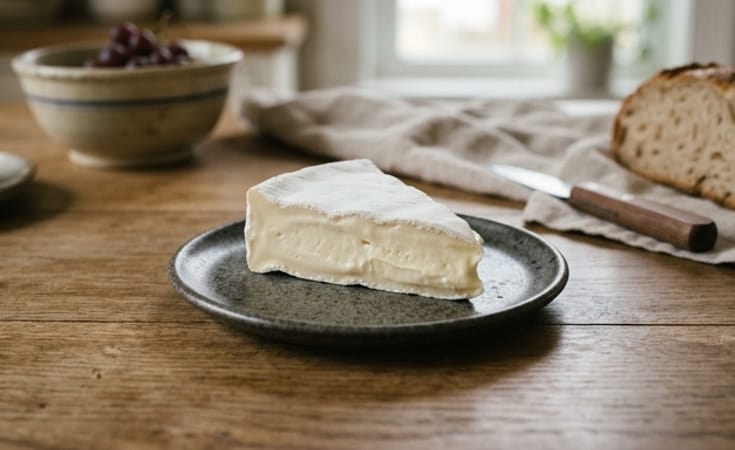 Brie Cheese Wedge, Served at Its Purest