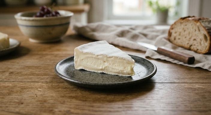Brie Cheese Wedge, Served at Its Purest