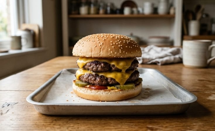 Double Beef Cheeseburger on Sesame Bun