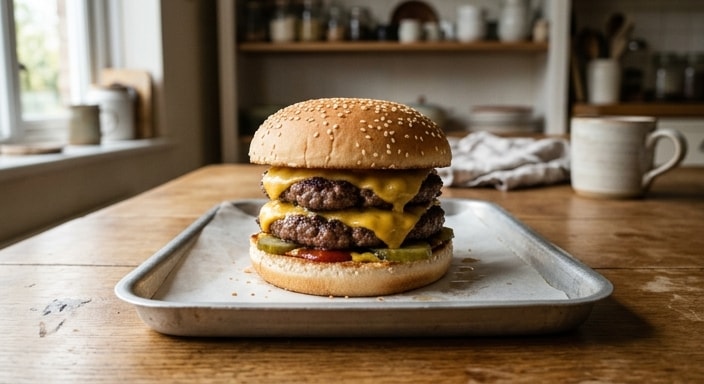 Double Beef Cheeseburger on Sesame Bun