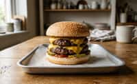 Double Beef Cheeseburger on Sesame Bun