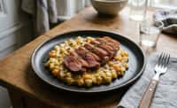 Seared Duck Breast with Creamed Potato and Butternut Squash Hash