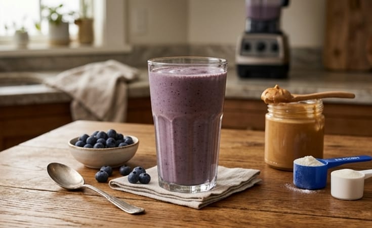 Blueberry Peanut Butter Protein Shake with Collagen