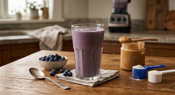 Blueberry Peanut Butter Protein Shake with Collagen