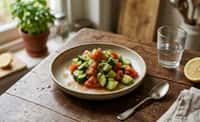 Cucumber and Tomato Salad with Green Onion and Lemon