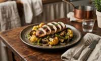 Charred Chicken Breast with Cauliflower, Eggplant, Green Pepper, and Garlic