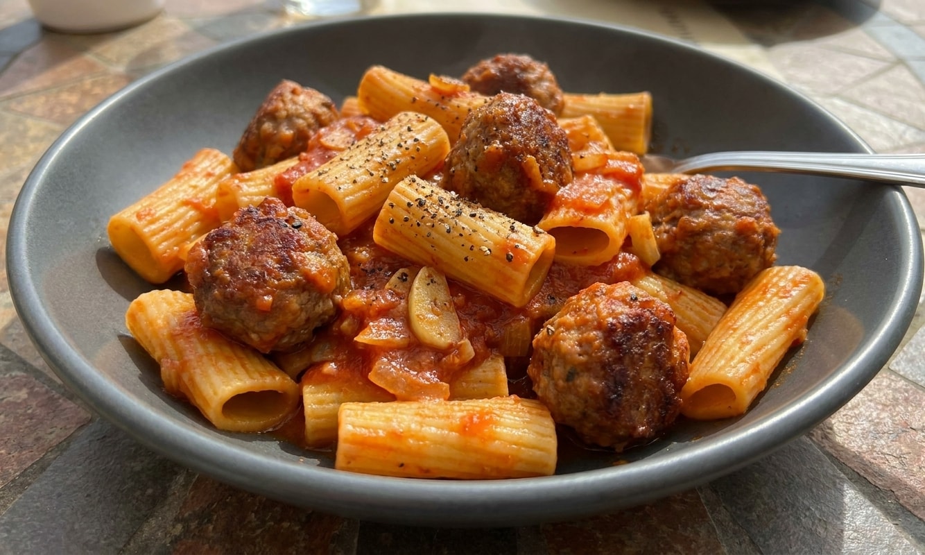 Rigatoni with Meatballs and Tomato Sauce