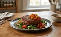 Black Bean and Roasted Tomato Patty with Sweet Pepper Relish