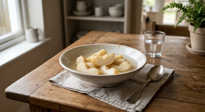 Poached Apple in Clear Water