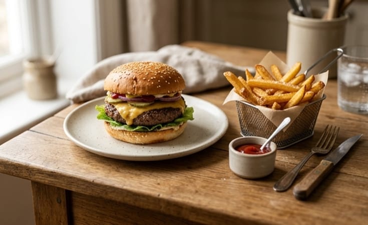 Classic Cheeseburger with Crisp French Fries