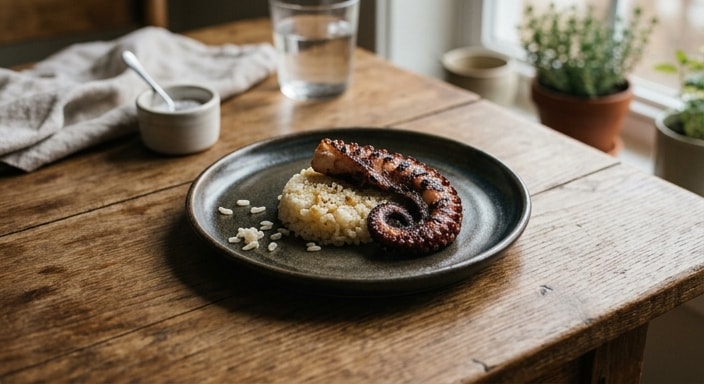 Charred Octopus with Garlic Butter Rice