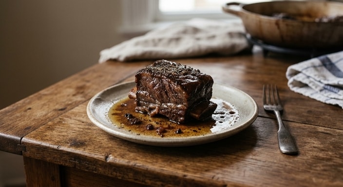 Braised Beef Short Rib with Beef Tallow and Black Pepper