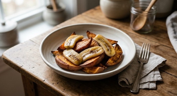 Caramelized Banana with Roasted Sweet Potato