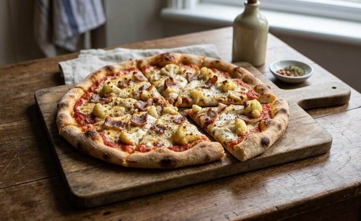 Cauliflower and Bacon Pizza