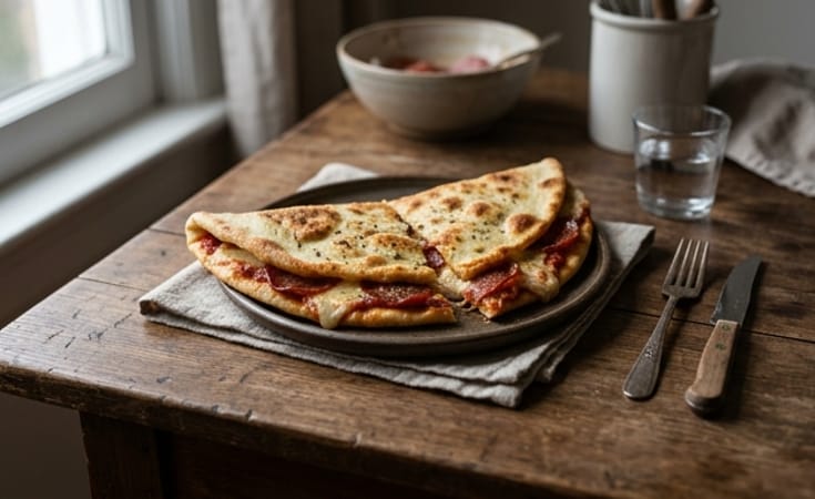 Folded Pepperoni and Mozzarella Flatbread