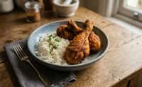 Crispy Paprika Chicken Drumsticks with Basmati Rice